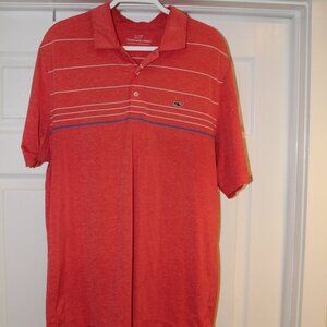 Vineyard Vines Polo Shirt Mens Large Pink Stripe Casual Preppy Golf